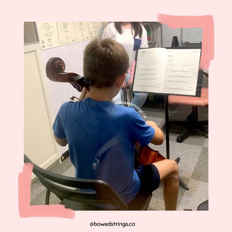 A student practising the violin at Bowed Strings